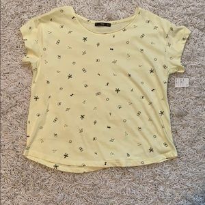 MANGO basics summer pale yellow tee